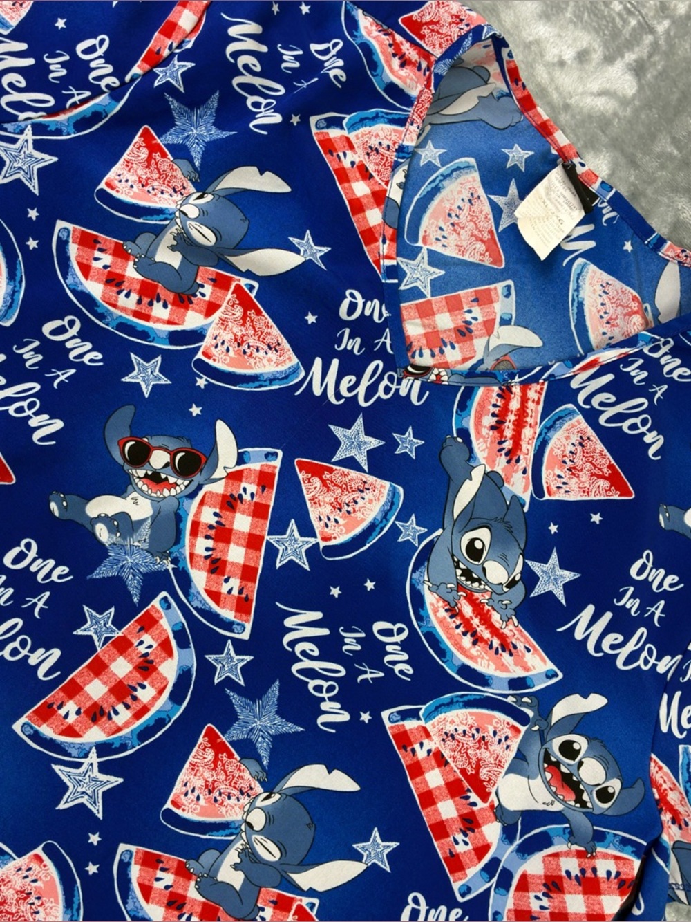Disney Stitch One in a Melon Womens Scrub Top 2XL Uniform Healthcare Nurse
